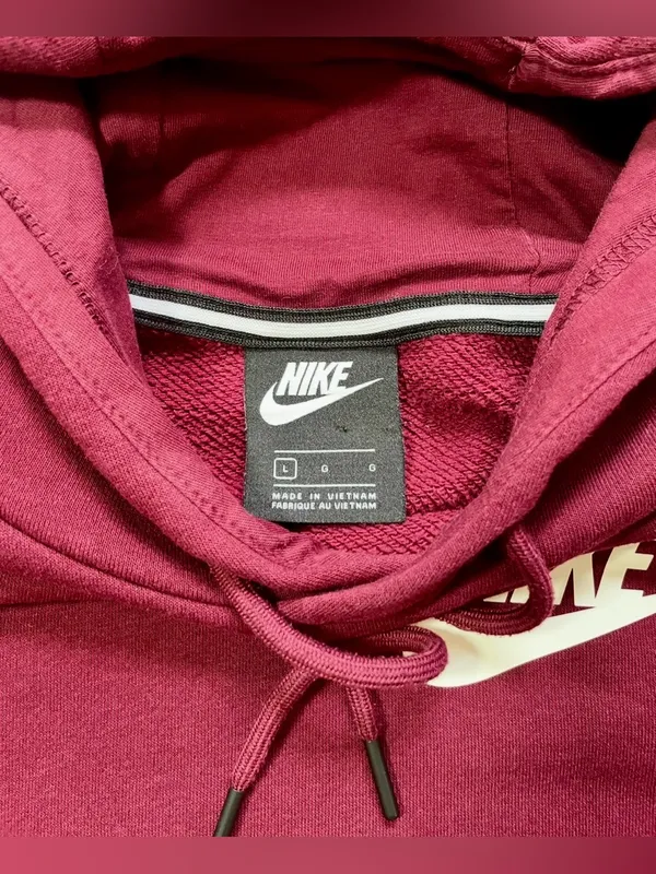 Nike Rally Essentials Burgundy Fleece Pullover Hoodie - Image 3