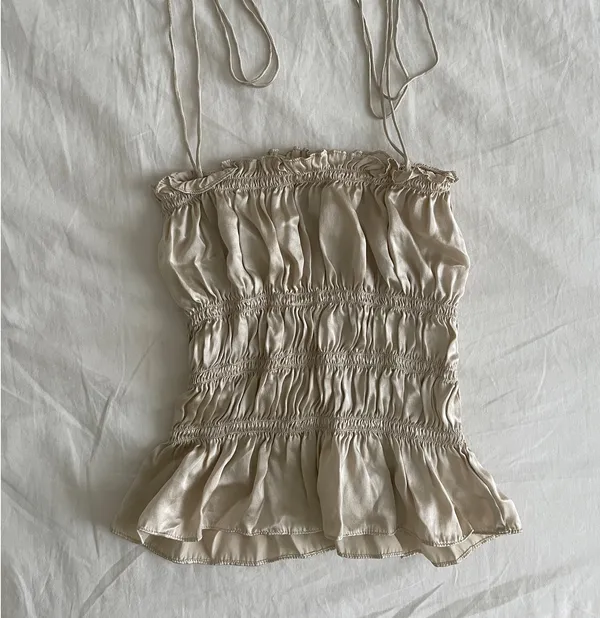 Satin silk top Tan Size XS - Image 4