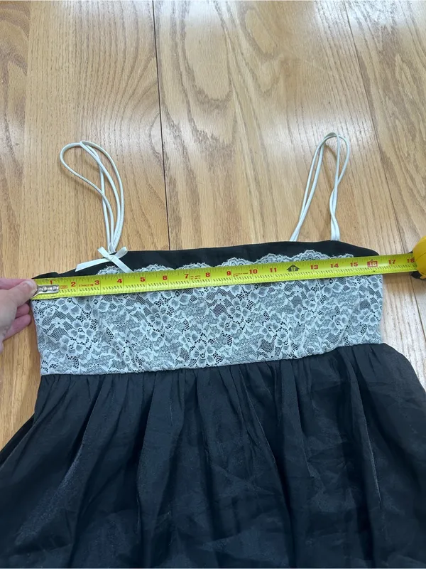 Sugar Thrillz Dolls Kill Broadway Nights Slip‎ Dress Black White Lace Mesh M - Image 6