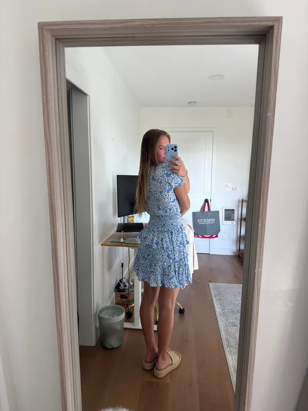 Blue Cutout Floral Dress - Image 3