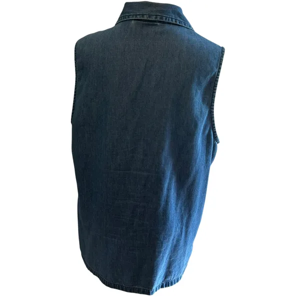 Bobbie Brooks Vest Top SZ LG Sleeveless Zip Denim Embroidered Artsy Casual Boho - Image 7