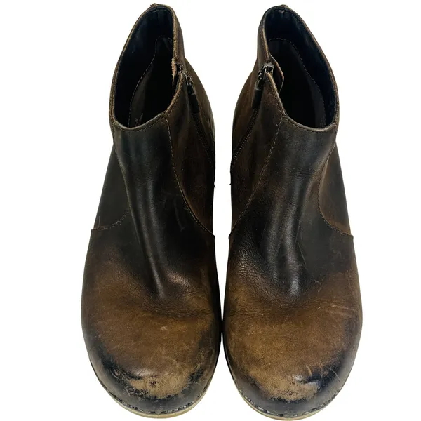 Dansko‎ Maria Brown Leather Clog Ankle Boots Wood Heel Womens 36 Rustic Cottage - Image 5
