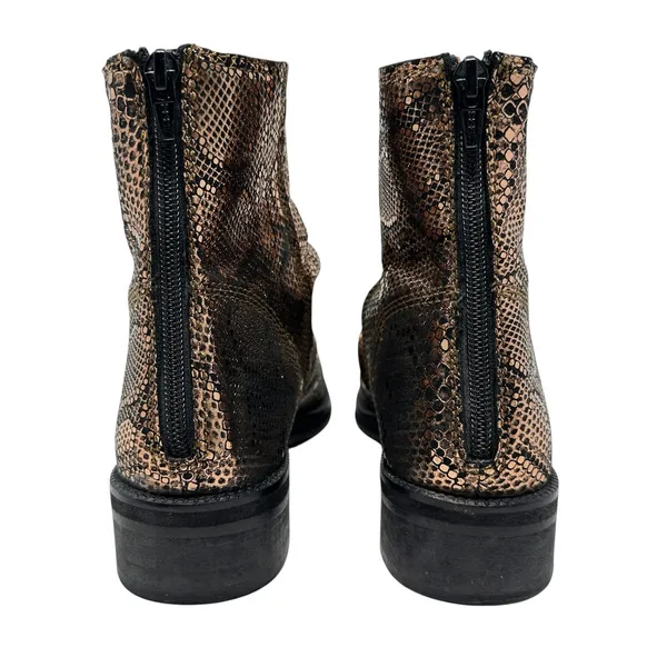 Free People Amarone Ankle Boot Metallic Copper‎ Snakeskin Print Size 38 US 7.5 - Image 7