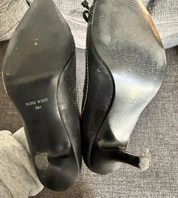 Nine West black & white stitched coquette pointy heels - Image 7