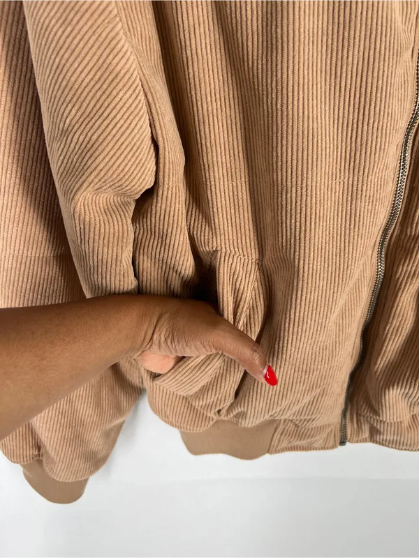 Thread & Supply Camel Corduroy‎ Bomber Jacket Size XS Tan - Image 5