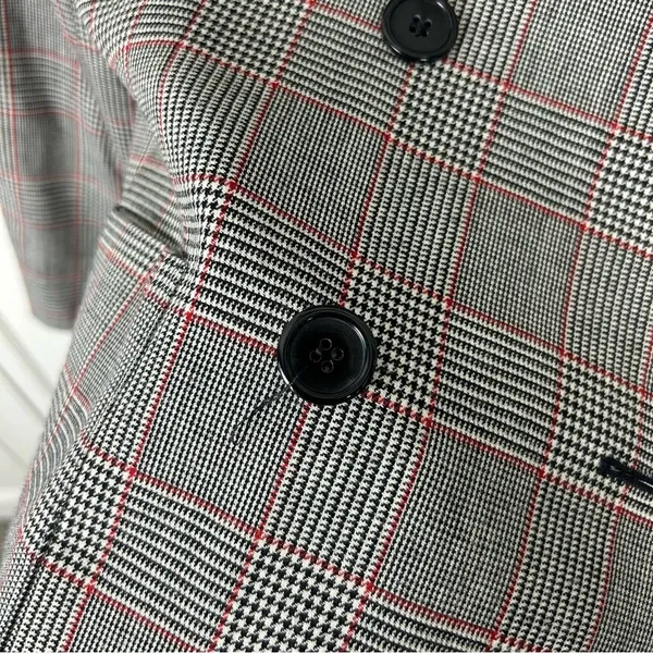Vintage Jones New York Plaid Herringbone Houndstooth Double Breasted Blazer - Image 11