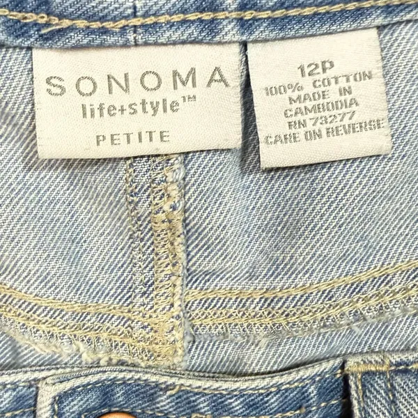 VTG Sonoma Carpenter Jean 12 Petite Cropped Denim Utility Pockets Light Wash 90s - Image 4