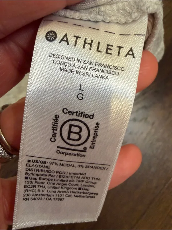 Athleta Light Heather Gray Long Sleeve Ribbed Top Size Large - C30-133 - Image 4