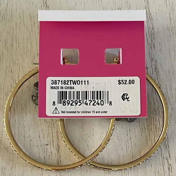 Betsey Johnson black star rhinestone hoop earrings - Image 4