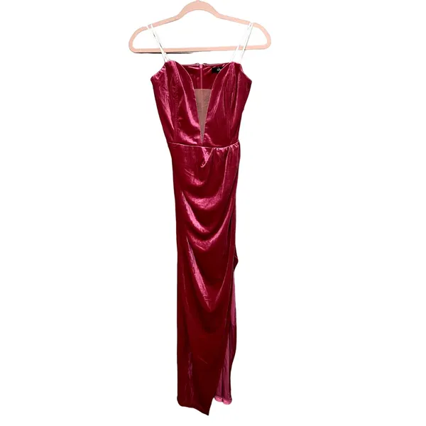 NEW Lulus My Dream Come True Pink Velvet Strapless Elegant Maxi Dress L - Image 3