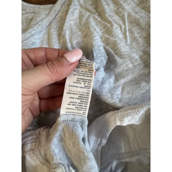 Y2K‎ Abercrombie & Fitch XS Gray Tank Top Cream Ruffle Trim Casual - Image 4