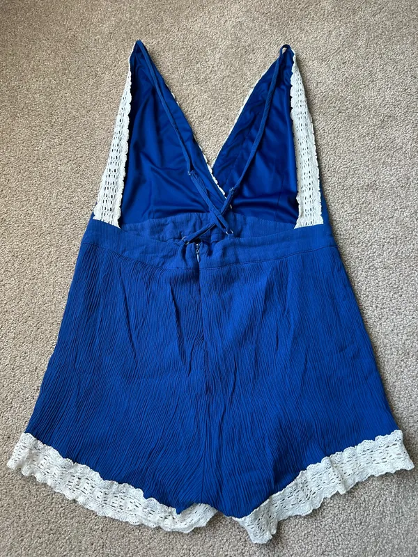 Shinestar Open Back Lace Trim Romper - Image 3