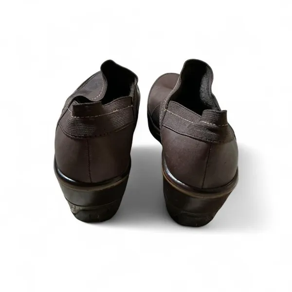 Jambu Brown Leather Wedge Pumps Patent Toe Slip On Shoes Womens‎ - Image 4