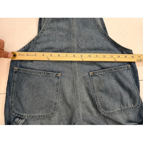 Abercrombie & Fitch Medium Wash Denim Shortalls Overalls XS Utility Bib‎ Pocket - Image 9