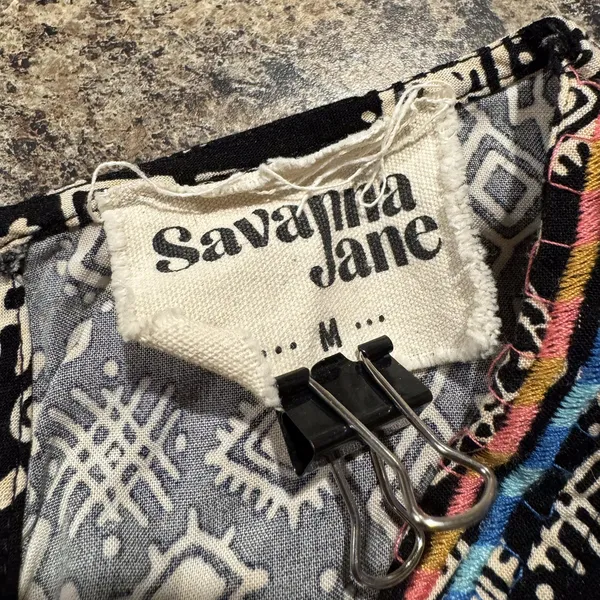 Savanna Jane Embroidered Top Boho Southwestern Festival Peasant Hippie Flowy M - Image 4