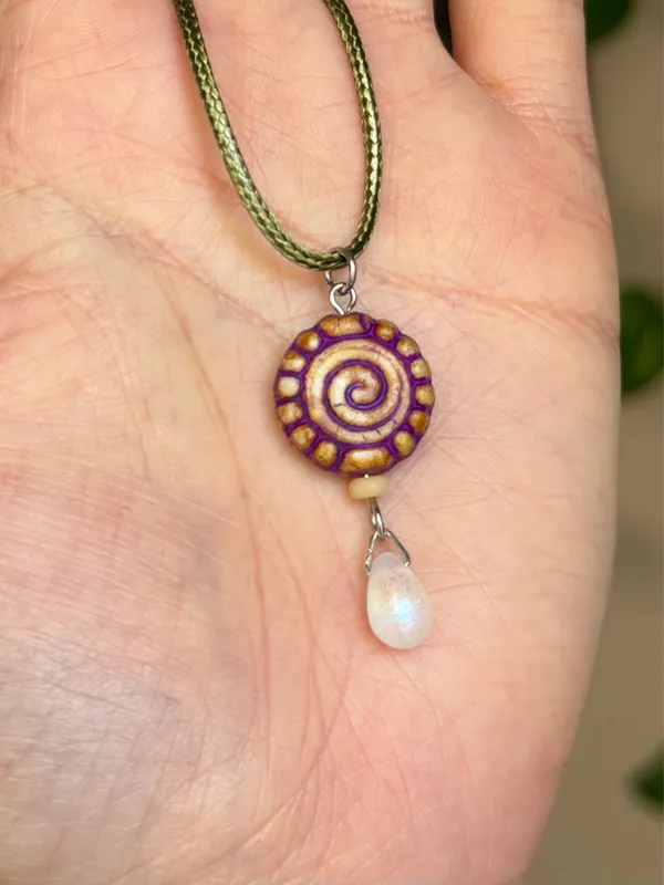 Handmade quality Czech glass swirl bead fairy boho vintage retro funky style necklace🌿✨ - Image 5