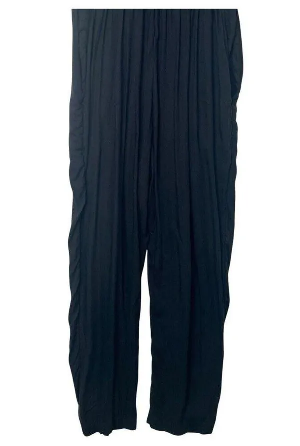 Abercrombie Fitch Jumpsuit Womens XS Lightweight V Neck Short Sleeve Pockets Blk - Image 9