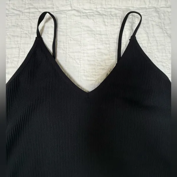 Garage Black Ribbed Mini Slip Dress - Image 4