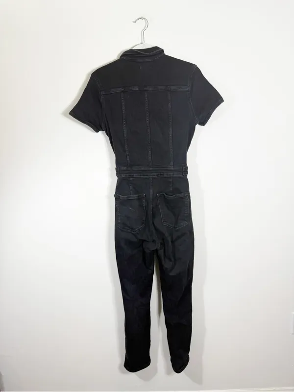 Good American Fit For Success Coveralls Jumpsuit Charcoal Black Denim Size 2 - Image 6