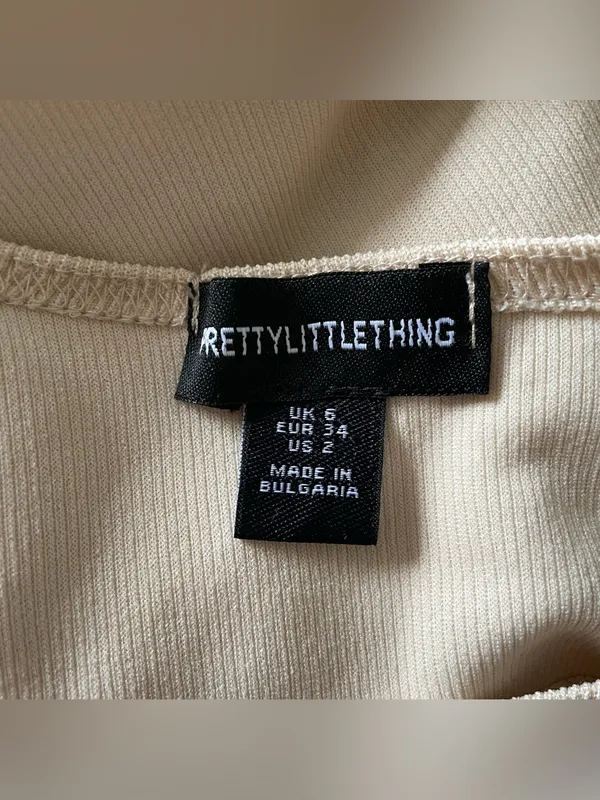 PrettyLittleThing Ribbed Open Back Waist Tie Midi Dress, Cream, Size 2, EUC - Image 6