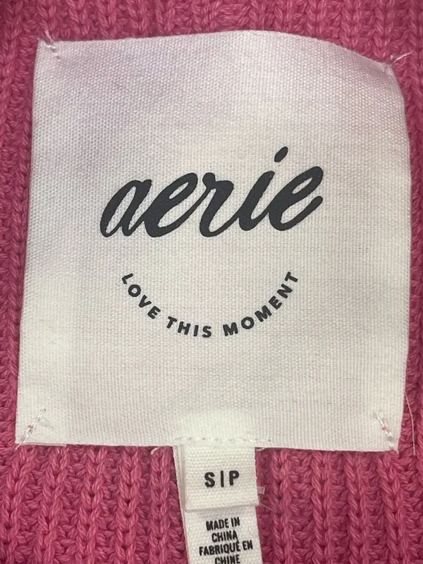 Aerie Love This Moment Pink Ribbed Sweater Shaker Stitch Side Slit Small - Image 8