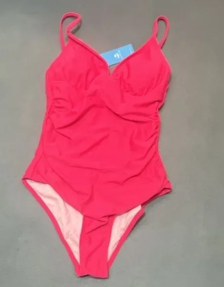 Cupshe Women's Ruched V-Neck One-Piece Swimsuit Pink Size S - Image 2