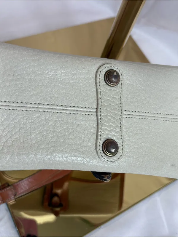 Dooney & Bourke Cream Pebbled Leather Crossbody with Tan Trim - Image 3