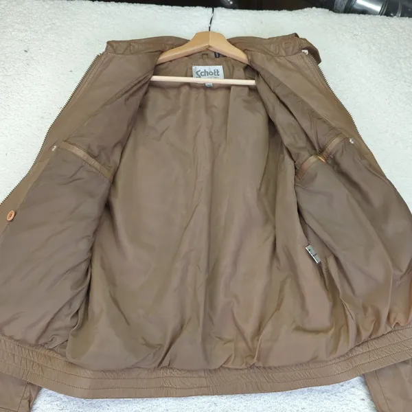 Schott Sportswear Genuine Leather Bomber Jacket‎ Womens Size 40 Brown - Image 9