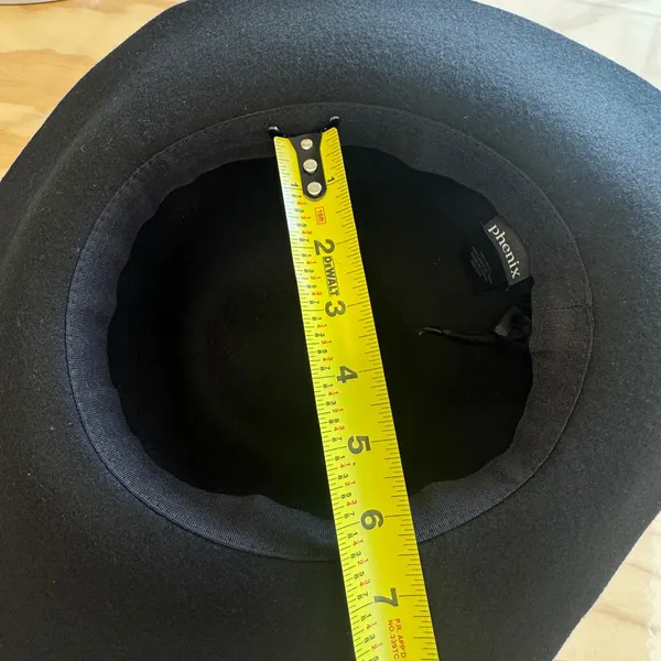 Phenix 100% Wool‎ Wide Brim Fedora Hat Leather Trim One Size Black Classic - Image 7