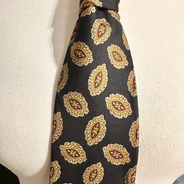 LANDS' END Vintage Handmade Tie USA Silk Mens Blue Multicolor Paisley Neck - Image 4