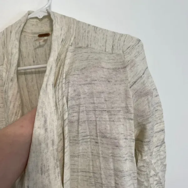 FREE PEOPLE FP Take a Bow Cardigan Oatmeal Cream Fringe Bow Detail Boho Sweater - Image 5