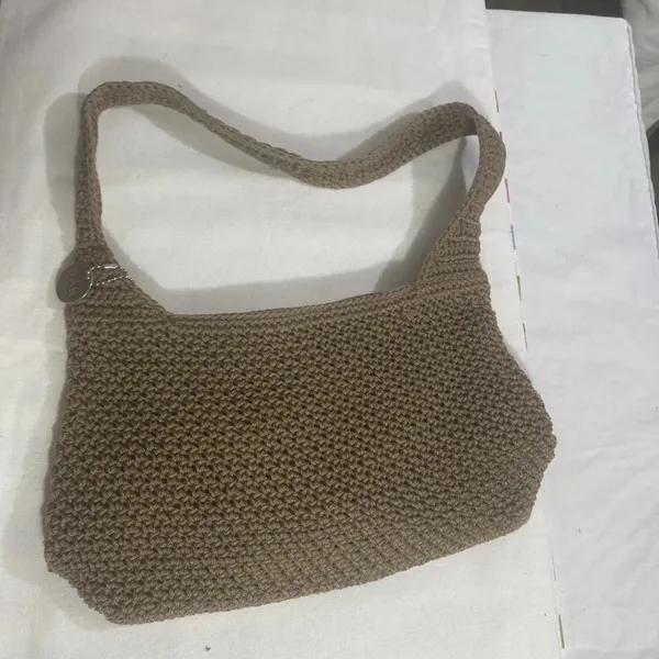 The Sak Original Crocheted Shoulder Bag Brown Knit Hobo Purse - Image 11