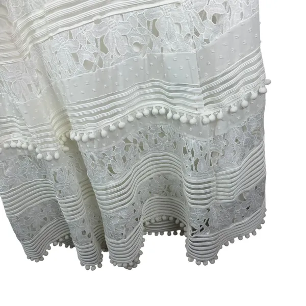 NWT Boston Proper White Lace Pom Pom Swiss Dot Maxi Dress‎ Large Bridal Cottage - Image 4