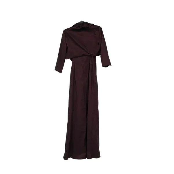 Vintage Adrianna Papell Occasions Burgundy Ruched Gown‎ with Bolero Set Size 8 - Image 2