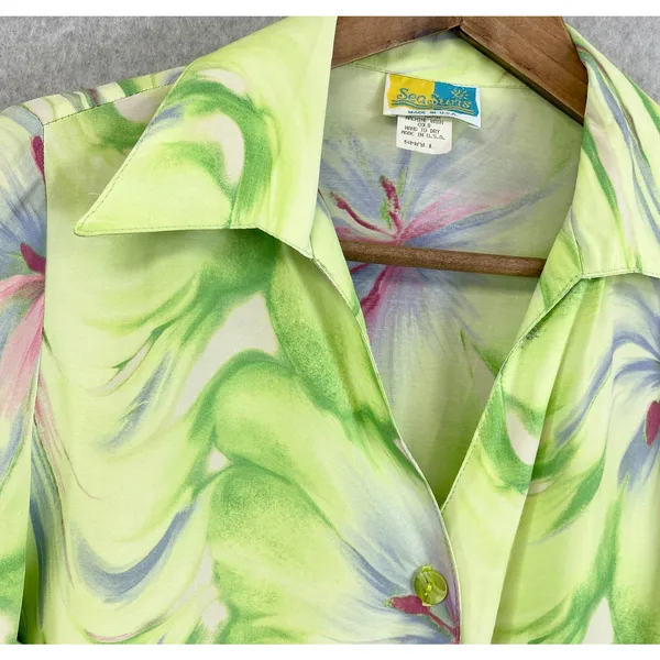 VTG Sea Suns Blouse Top Womens Small Tropical Floral Cottagecore Boho‎ Bratz USA - Image 3