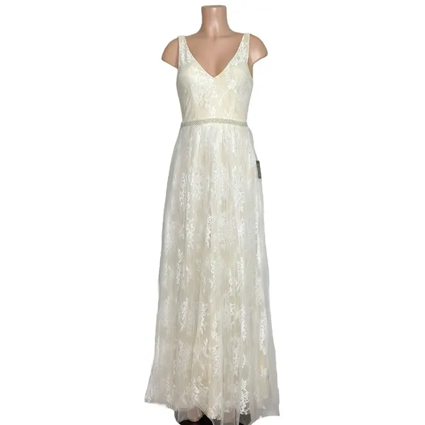 LULUS Sweet Love Floral Lace Beaded Maxi Dress, Ivory, Small - Image 2