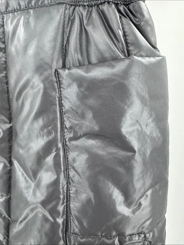 Black puffer snap front maxi skirt winter neutral pockets outdoor casual ski - Image 7