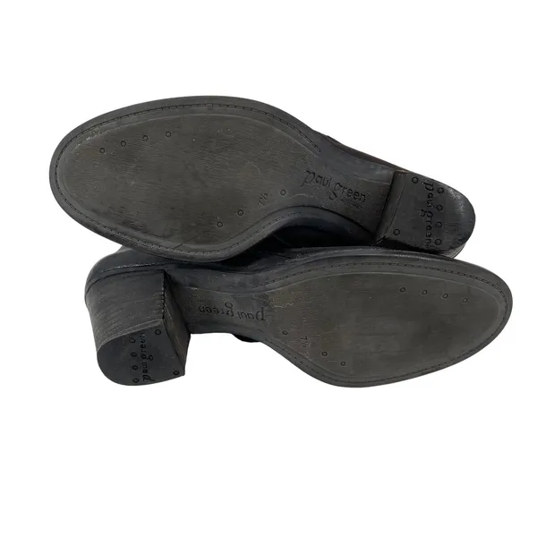 Paul Green Black Leather Ankle Boots Block Heel Zip Booties 7.5 Made in‎ Austria - Image 7