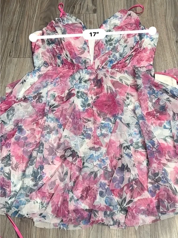 Pink Floral Tie-Waist Mini Dress - Image 10