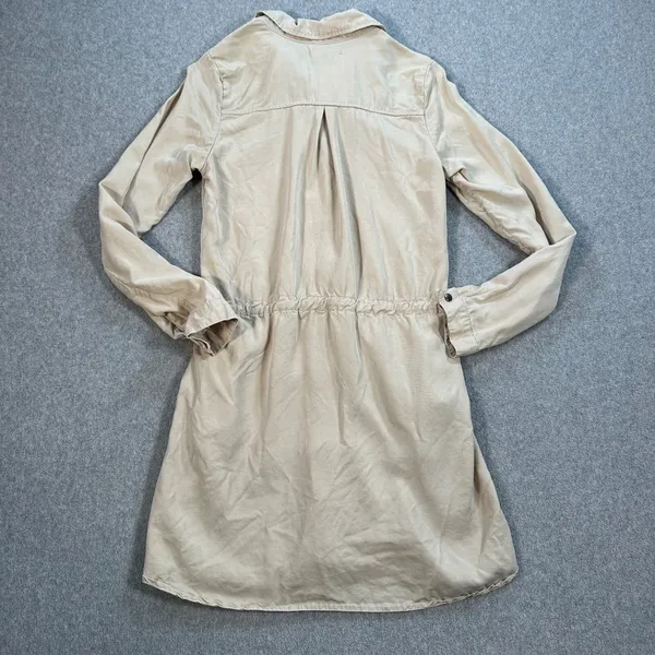 Dear John Shirt Dress Women's X-Small Beige Long Sleeve Collared Mini Utility - Image 10