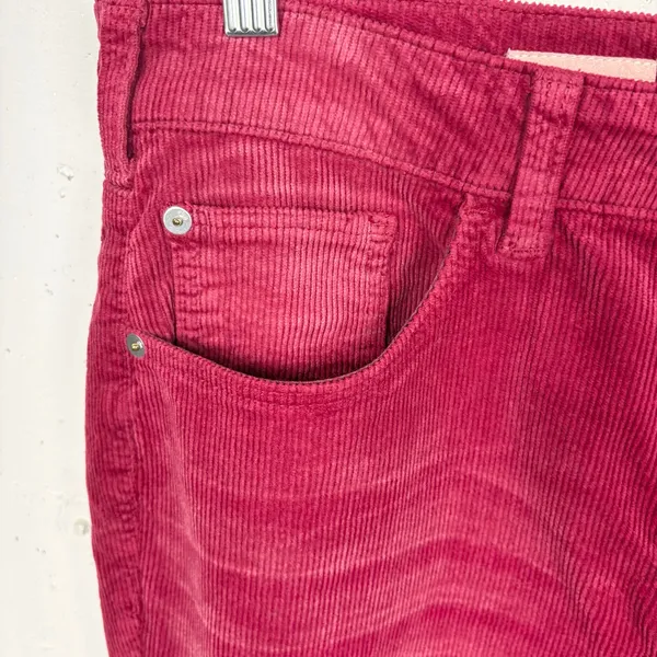 Anthropologie Pilcro Yaya Mid Rise Corduroy Cropped Flare Jeans Pink Rose 29 - Image 13