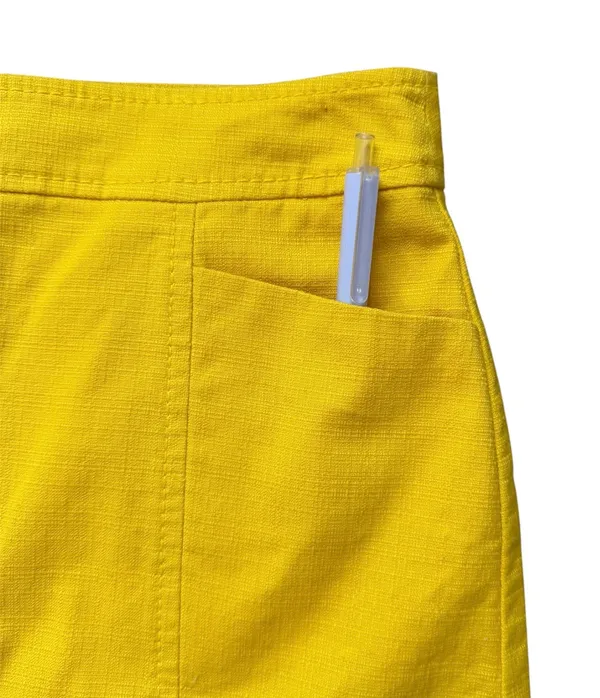 LOFT Sz 2 Sunny Yellow Button Front Utility Mini Skirt Pockets Cotton Blend - Image 5
