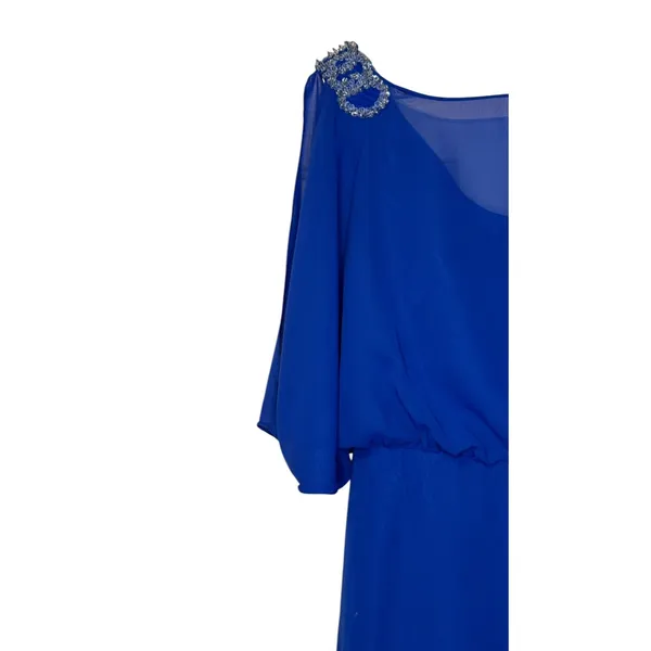 JJ's House Womens Mini Dress Blouson‎ Chiffon 3/4SleeveRoyal Blue Size 4 NWT - Image 4