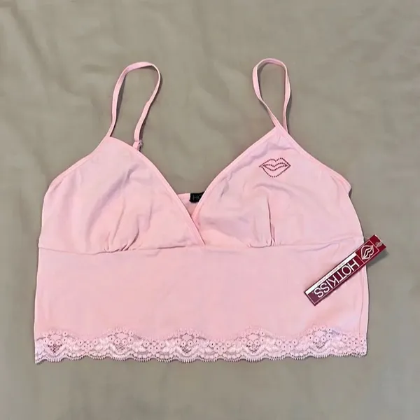 NWT Hot Kiss size medium adorable soft pink bralette crop top adjustable straps - Image 2