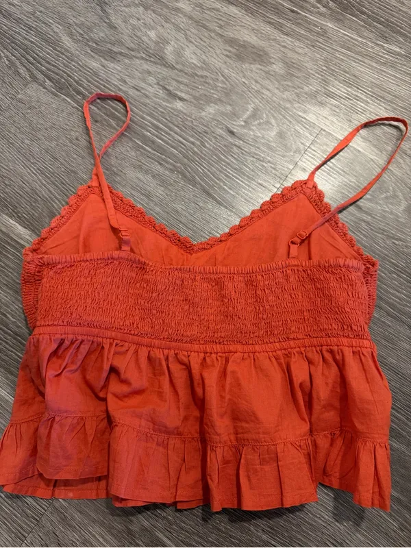 RSQ Women's Orange Crochet Peplum Cami Top - Image 5