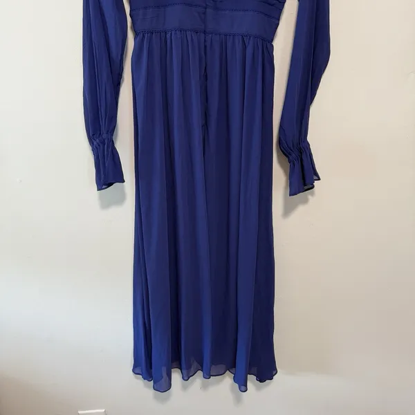 Rachel Parcell NWT Crinkle‎ Chiffon Navy Blue Floral Midi Dress Size 0 - Image 8
