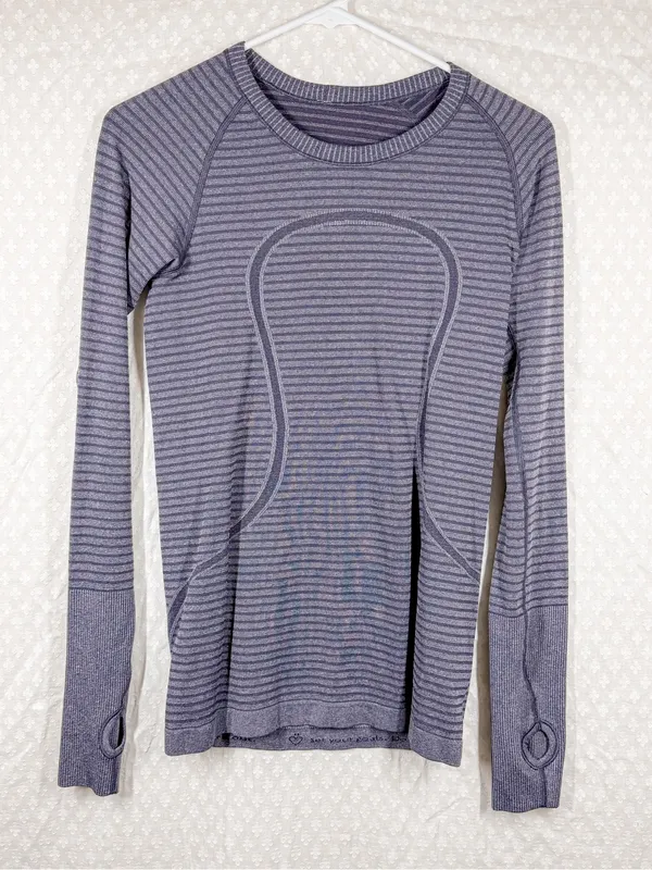 Lululemon Purple‎ Striped Run Swiftly Tech Top - Image 2