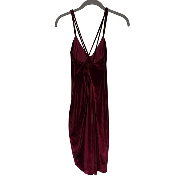 Burgundy Velvet Strappy Midi Dress - Image 8