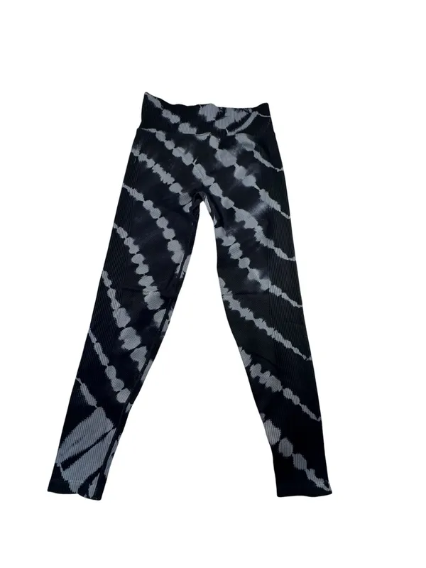 PINK Victoria's Secret Black & Gray Tie-Dye Ribbed Leggings - Image 5