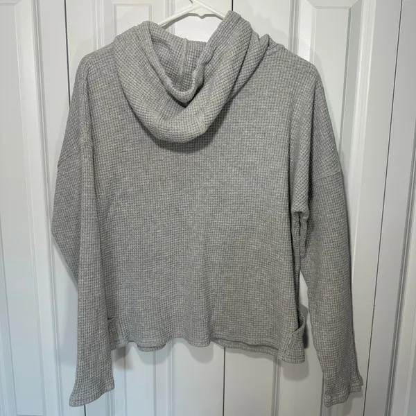 Carhartt Womens M Relaxed Fit Heavyweight Waffle Knit Thermal Hoodie Gray Cotton - Image 6